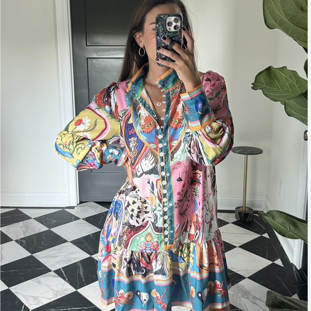 Multicolor Printed Women's Dress